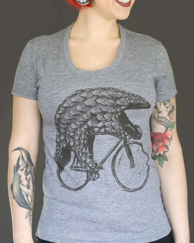 Pangolin on a Bicycle Women's T-Shirt