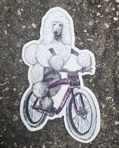 Poodle on a Bicycle Vinyl Sticker