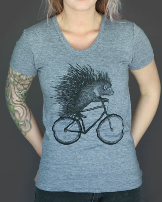 Porcupine on a Bicycle Women’s T-Shirt - Ladies Tees