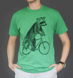 Raccoon on a Bicycle Mens T-Shirt - Unisex/Mens Tee / Heather Kelly / XS - Unisex Tees