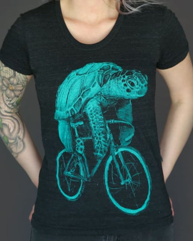 Sea Turtle on a Bicycle Women's T-Shirt