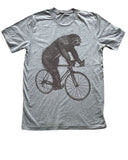 Sloth on A Bicycle Men’s/Unisex Shirt - 70’s Vintage Tee - Tri-Grey / XS - Unisex Tees