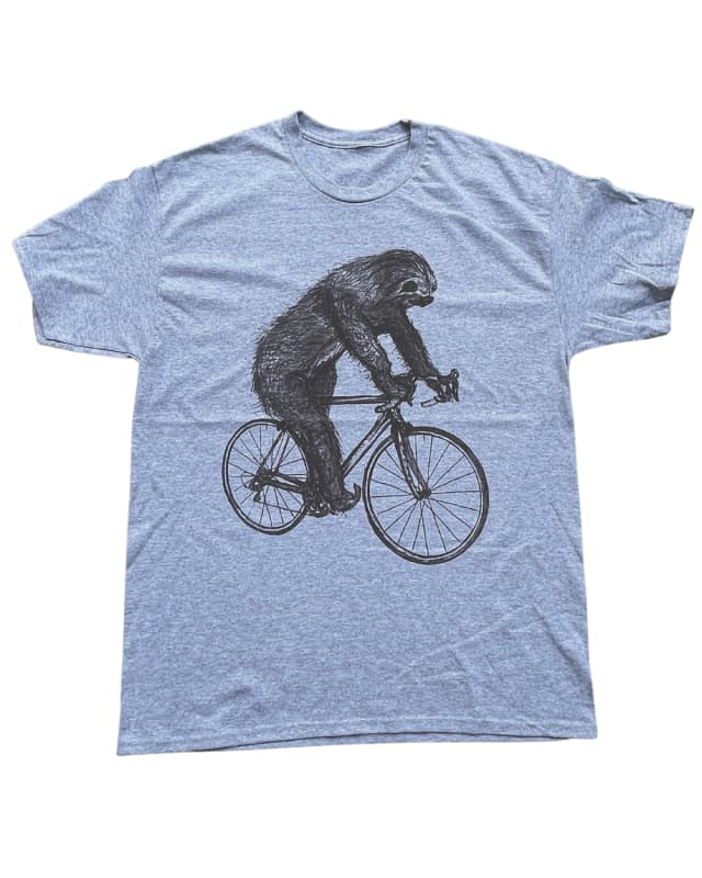 Sloth on A Bicycle Men’s/Unisex Shirt - 90’s Heavy Tee - Heather Grey / XS - Unisex Tees