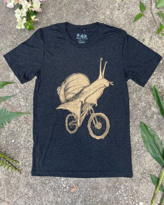 Snail on A Bicycle Men’s/Unisex Shirt - 70’s Vintage Tee - Tri-Black / XS - Unisex Tees
