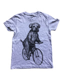 Terrier on a Bicycle Youth Shirt - Classic Tee - Heather Grey / YS