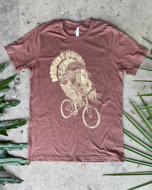 Turkey on A Bicycle Men’s/Unisex Shirt - Classic Tee - Terracotta / XS - Unisex Tees