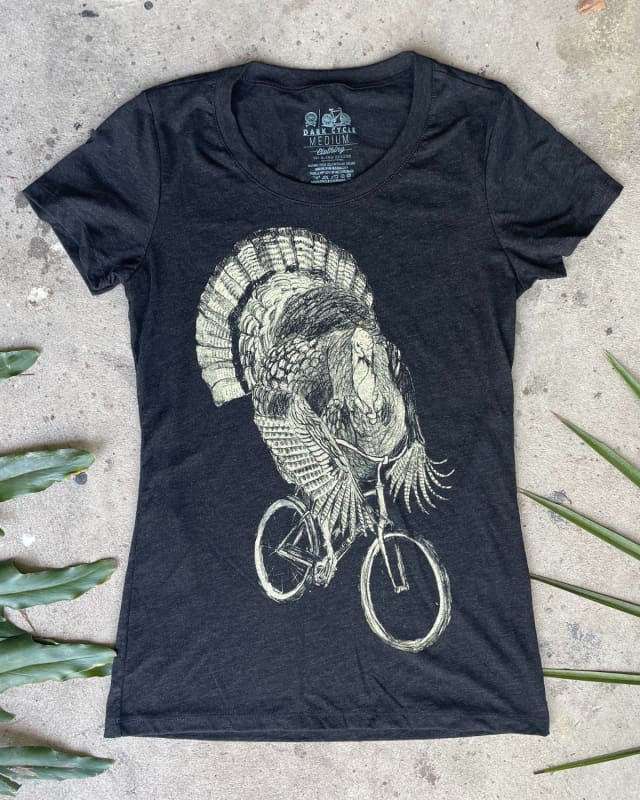 Turkey on A Bicycle Women’s Shirt - Classic Slim Tee - Black / S - Women’s