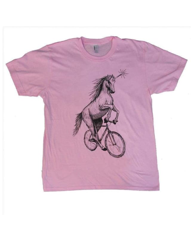 Unicorn on a Bicycle Kids Shirt - Classic Tee - Pink / 2T - Kids Shirts