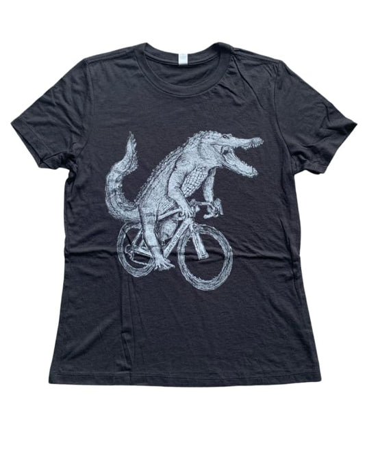 Alligator on A Bicycle Women’s Shirt - Standard Tee - Black / S - Women’s