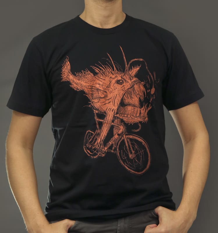Anglerfish on a Bicycle Mens T-Shirt - Unisex Tees