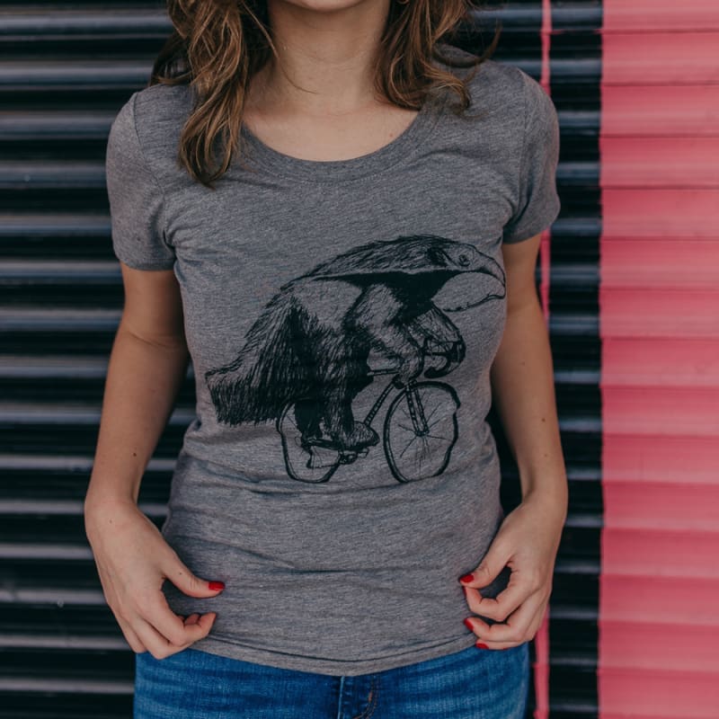 Anteater on a Bicycle Women’s Shirt - Classic Slim Tee - Tri-Grey / S - Ladies Tees