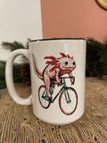 Axolotl on a Bike Mug - Axolotl Mug - Mugs