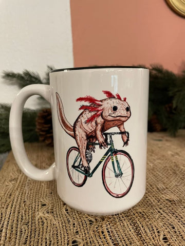 Axolotl on a Bike Mug
