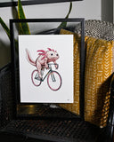 Axolotl on a Bike Print - Artwork