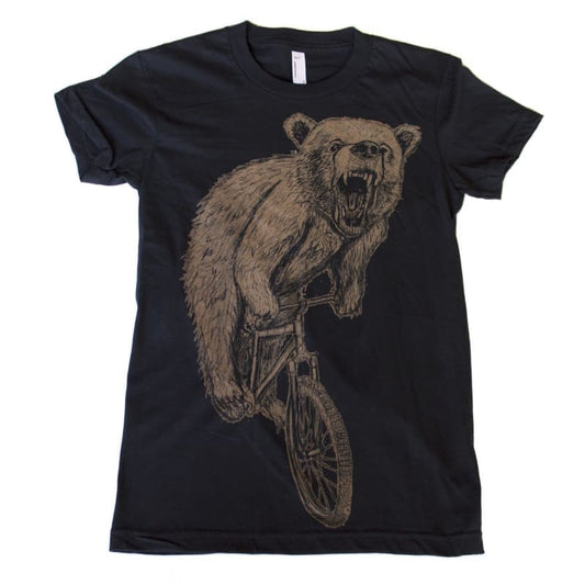 Bear on a Bicycle Youth Shirt - Classic Tee - Black / YS