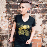 Bee on a Bicycle Womens T-Shirt - T-Shirt / TriBlack / S - Ladies Tees