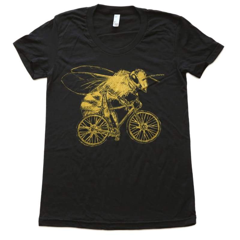 Bee on a Bicycle Womens T-Shirt - T-Shirt / Black / S - Ladies Tees