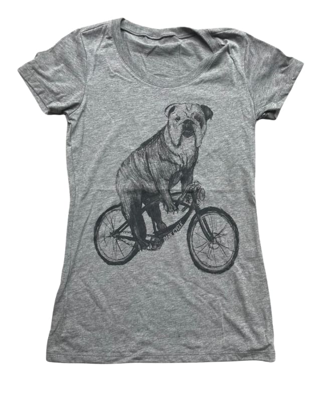 Bulldog on A Bicycle Women’s Shirt - Classic Slim Tee - Tri-Grey / XS - Women’s