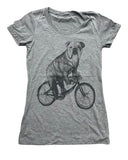 Bulldog on A Bicycle Women’s Shirt - Classic Slim Tee - Tri-Grey / XS - Women’s