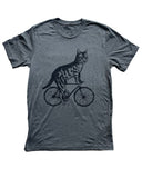 Cat on A Bicycle Men’s/Unisex Shirt - 70’s Vintage Tee - Tri-Grey / XS - Unisex Tees