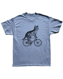 Cat on A Bicycle Men’s/Unisex Shirt - 90’s Heavy Tee - Heather Grey / XS - Unisex Tees
