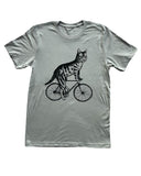 Cat on A Bicycle Men’s/Unisex Shirt - Classic Tee - Silver / XS - Unisex Tees