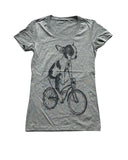 Chihuahua on A Bicycle Women’s Shirt - Classic Slim Tee - Tri-Grey / XS - Women’s