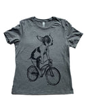 Chihuahua on A Bicycle Women’s Shirt - Standard Tee - Tri-Grey / XS - Women’s