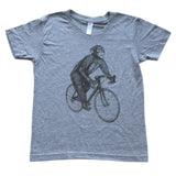 Chimpanzee on a Bicycle Kids T-Shirt - Kids Tee / Athletic Grey / 2 - Animals on Bikes