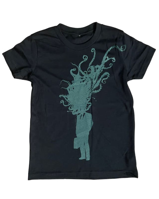 Corporate Man on a Bicycle Black Youth Shirt - Classic Tee - Heather Grey / YS