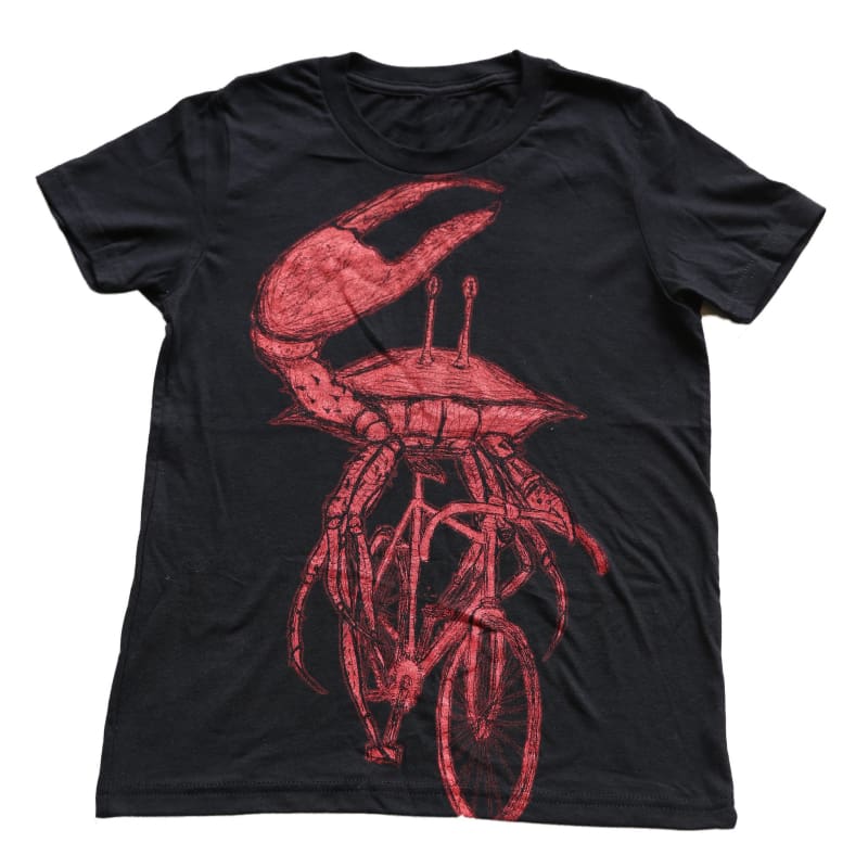 Crab on a Bicycle Kids T-Shirt - YS - Kids Shirts