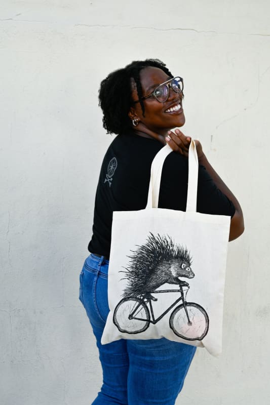 Dark Cycle Tote Bags - Animals on Bikes