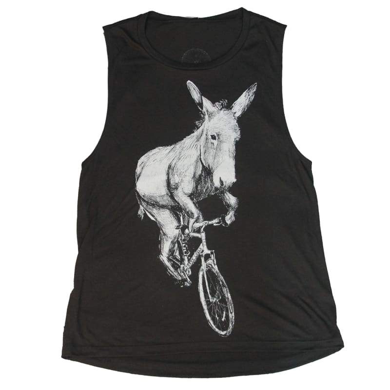 Donkey On A Bicycle Womens Muscle Tank Top - Ladies Tanks