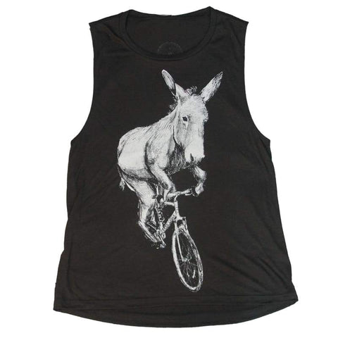 Donkey On A Bicycle Women's Muscle Tank Top