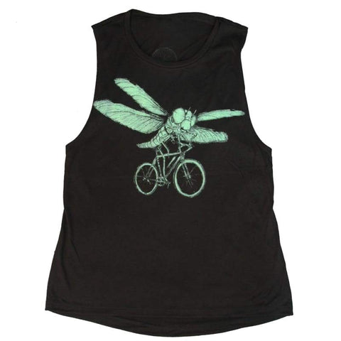 Dragonfly on a Bicycle Women's Flowy Muscle Tank