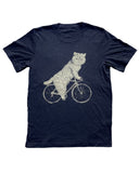 Flat Face Cat on A Bicycle Men’s/Unisex Shirt - 70’s Vintage Tee - Tri-Black / XS - Unisex Tees