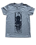 Folkin’ Cycloptopus Youth Shirt - 70’s VIntage Tee - Tri-Grey / YS