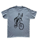 French Bulldog on A Bicycle Men’s/Unisex Shirt - 90’s Heavy Tee - Heather Grey / XS - Unisex Tees