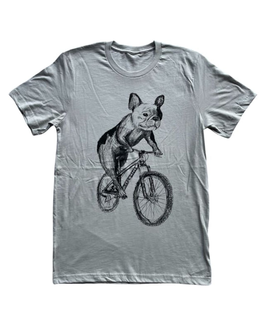 French Bulldog on A Bicycle Men’s/Unisex Shirt - Classic Tee - Silver / XS - Unisex Tees