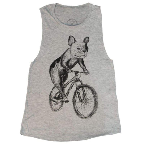 French Bulldog on a Bicycle Women's Muscle Tank Top