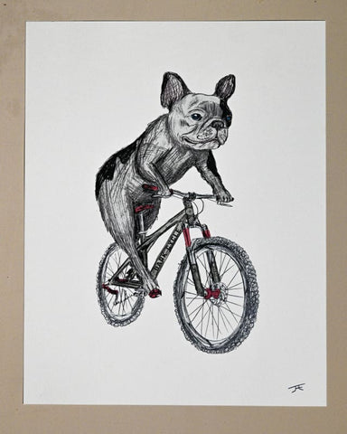 Frenchie on a Bike Print
