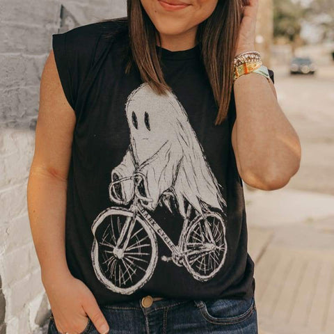 Ghost on a Bicycle Women's Muscle Tee