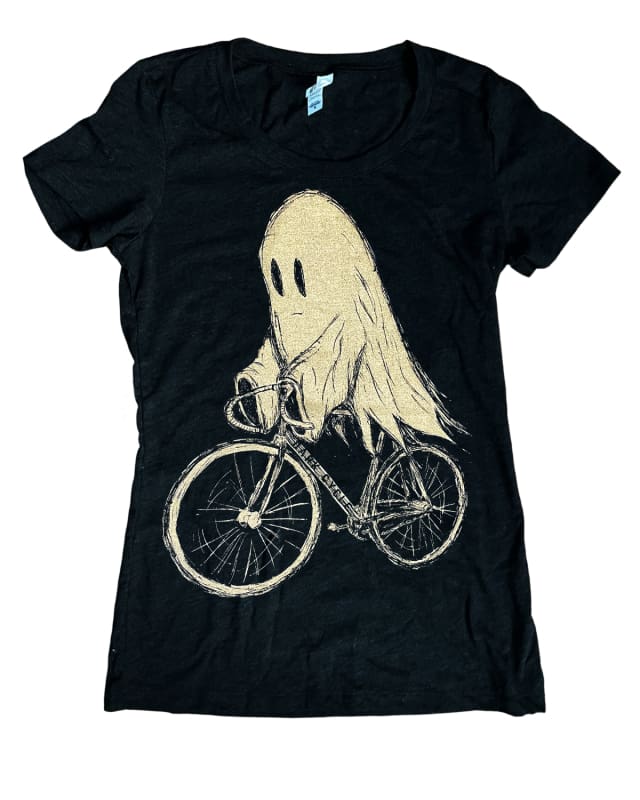 Ghost on A Bicycle Women’s Shirt - Classic Slim Tee - Black / S - Women’s