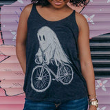 Ghost on a Bicycle Womens Slouchy Tank - Ladies Tanks