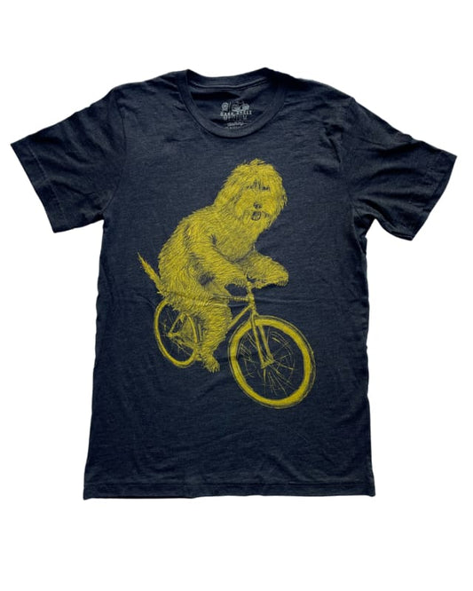 Goldendoodle on A Bicycle Men’s/Unisex Shirt - 70’s Vintage Tee - Tri-Black / XS - Unisex Tees
