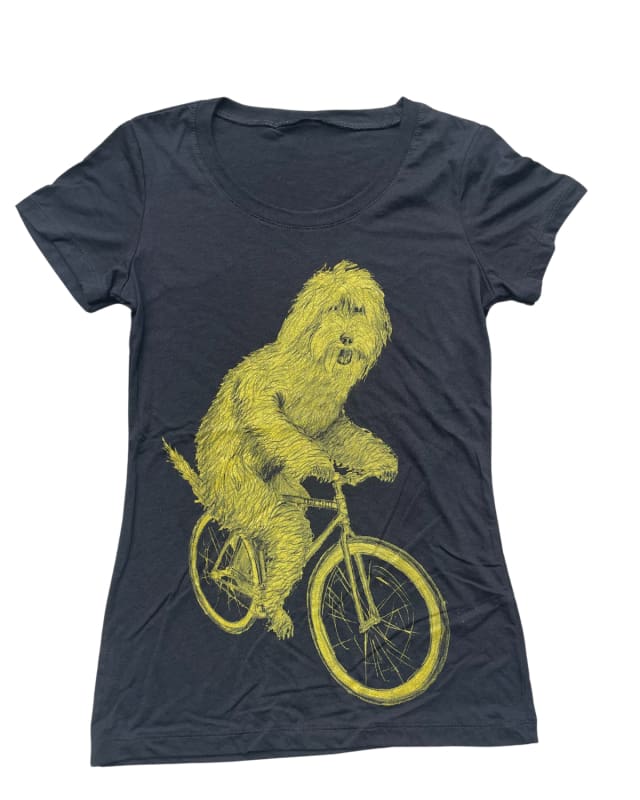 Goldendoodle on A Bicycle Women’s Shirt - Classic Slim Tee - Black / XS - Women’s