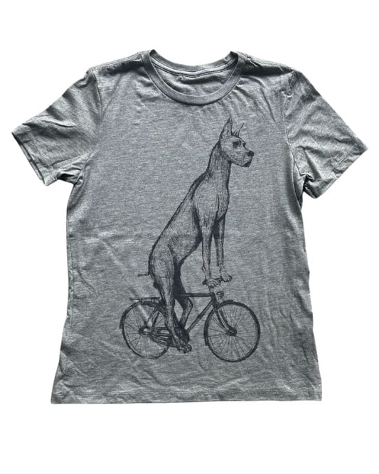 Great Dane on A Bicycle Women’s Shirt - Standard Tee - Tri-Grey / S - Women’s