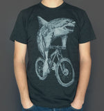 Great White Shark on a Bicycle Mens T-Shirt - Unisex Tees