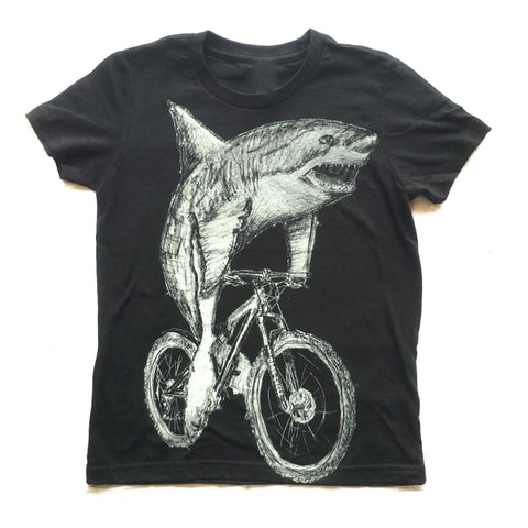 Great White Shark on a Bicycle Youth Shirt