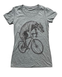 Greyhound on A Bicycle Women’s Shirt - Classic Slim Tee - Tri-Grey / S - Women’s